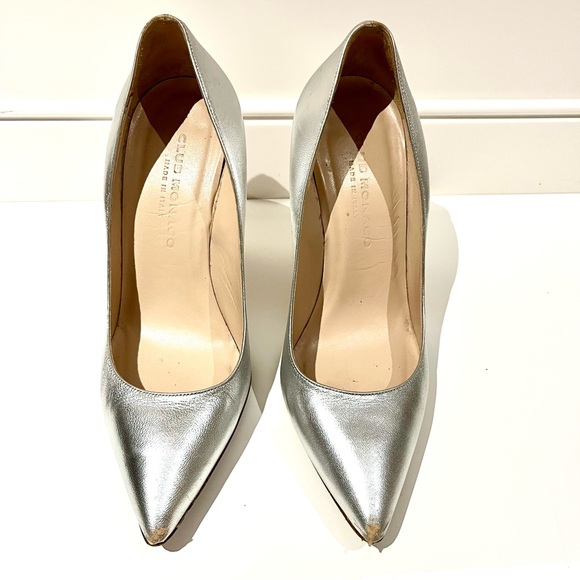 Gorgeous Italian Leather Club Monaco Silver Stilettos size 6 - Picture 5 of 5